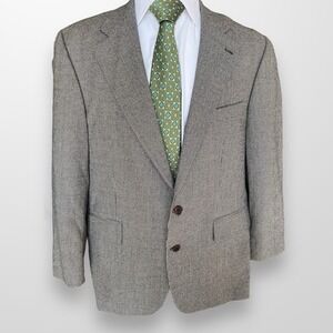 Ralph Lauren Size 44R‎ Blazer Sport Coat Black Tan Houndstooth Wool Suit Jacket